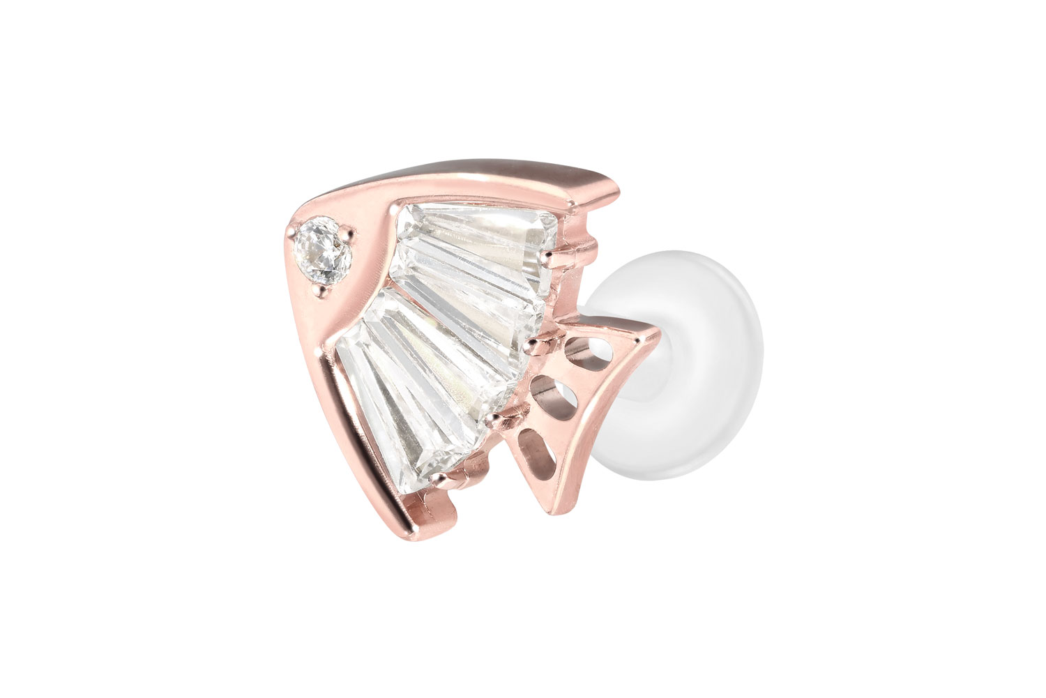 PTFE Labret Piercing mit Innengewinde + Titan-Aufsatz KRISTALLFISCH